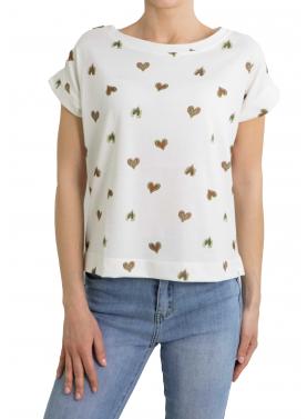 t shirt scollo a barca con cuoricini